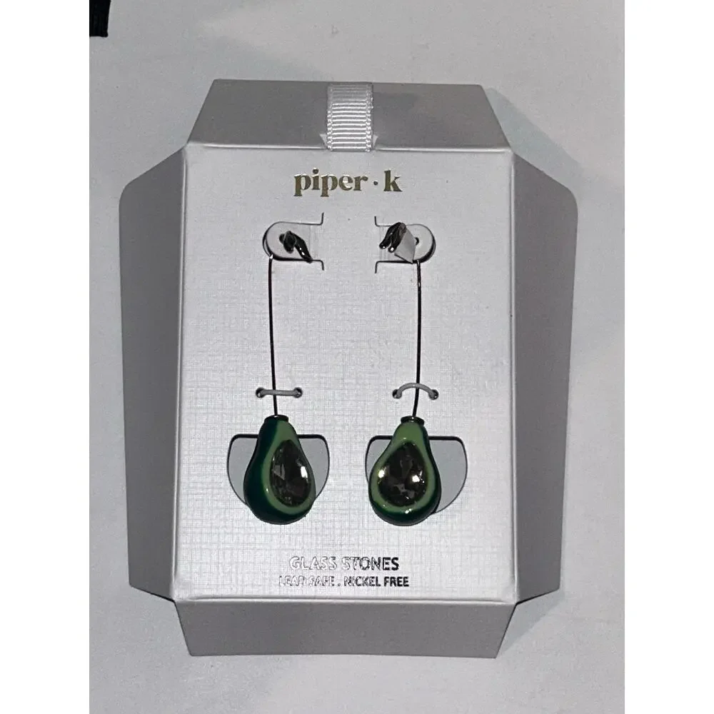 Piper K Avocado Party Preppy Casual Festival Whimsical Cuff 2.5” Dangle Earrings